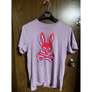 Psycho Bunny Men's T-Shirt Graphic Bunny Light Purple Short Sleeve Size 4